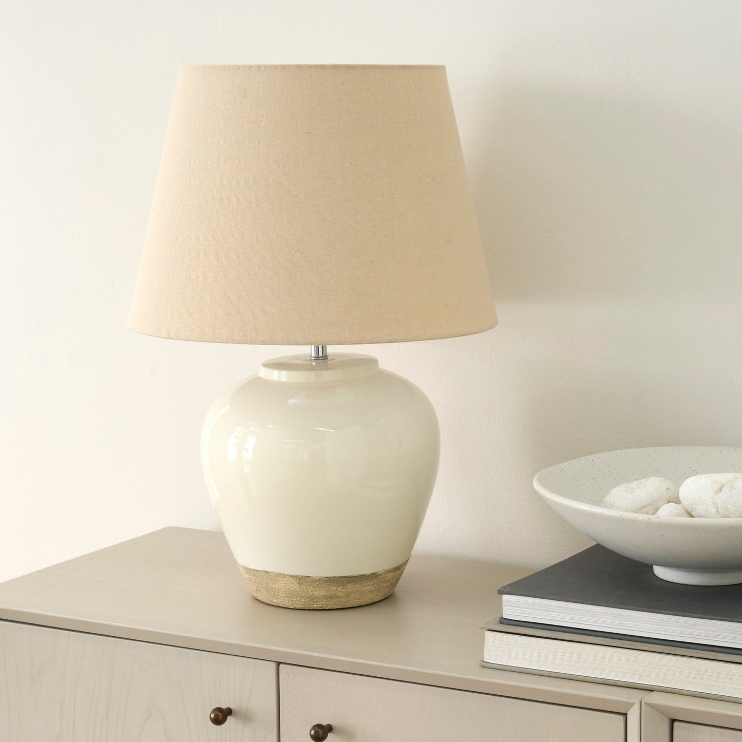 Nourison 20 Rustikale Keramiktopf-Tischlampe