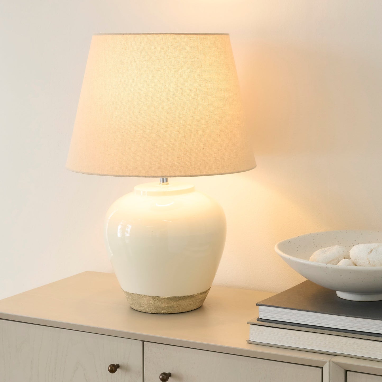 Nourison 20 Rustikale Keramiktopf-Tischlampe