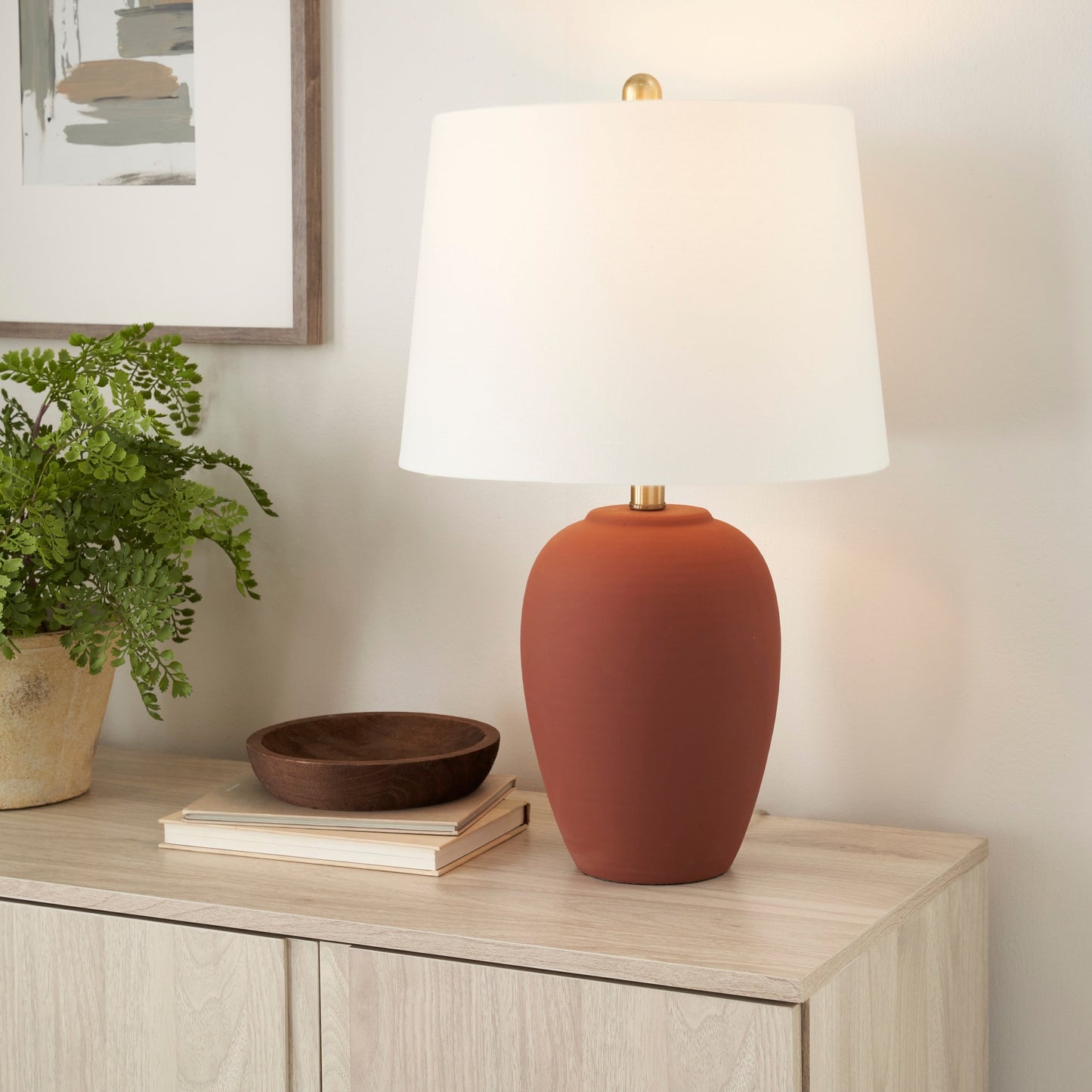 Nourison 23 Tischlampe aus unglasierter Keramik im Glas