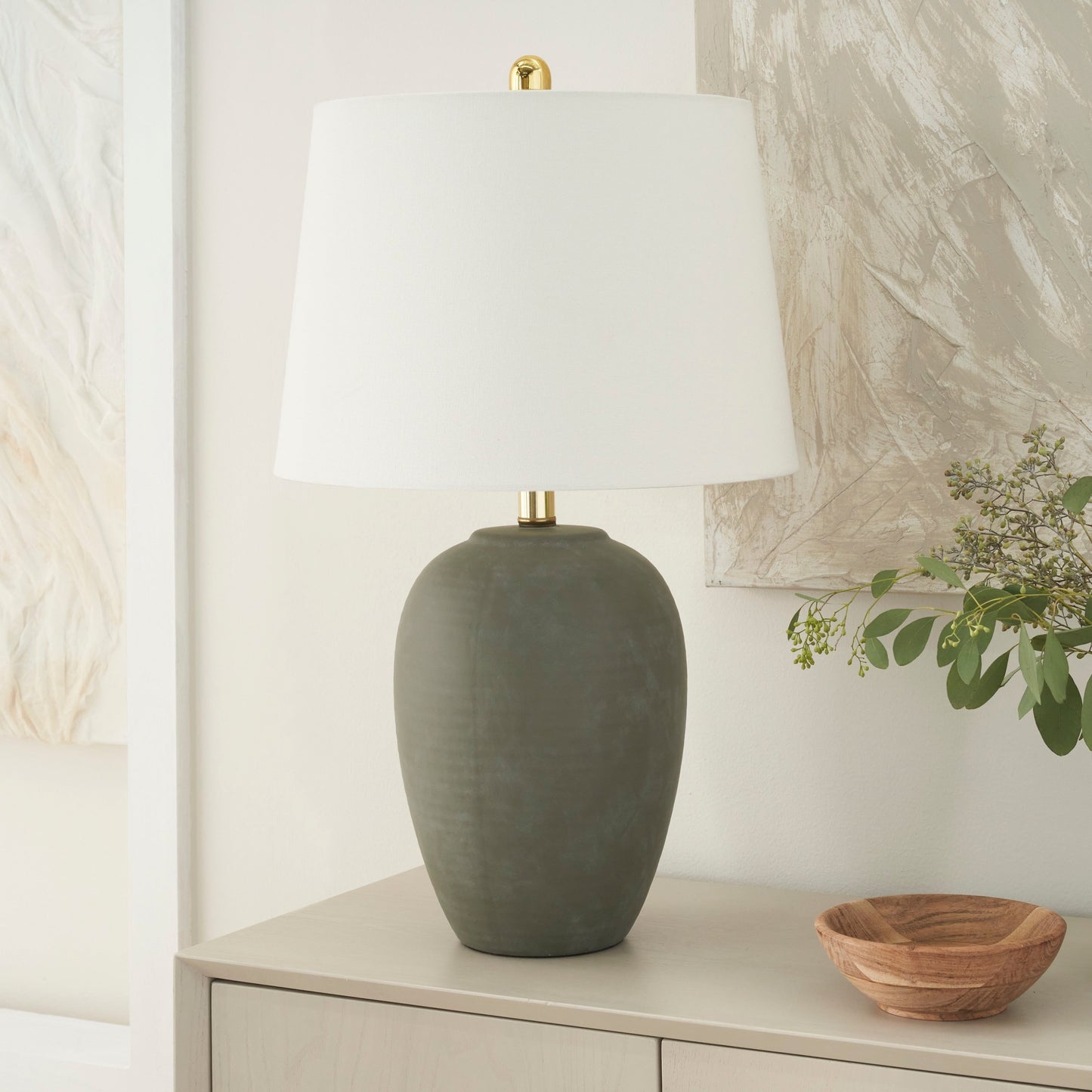 Nourison 23 Tischlampe aus unglasierter Keramik im Glas