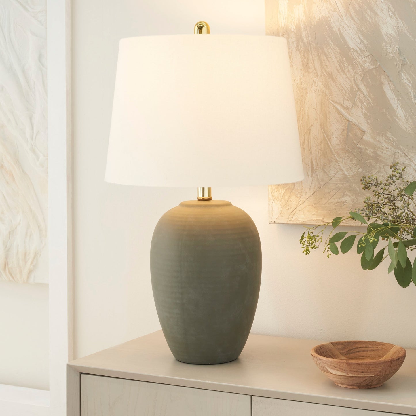 Nourison 23 Tischlampe aus unglasierter Keramik im Glas