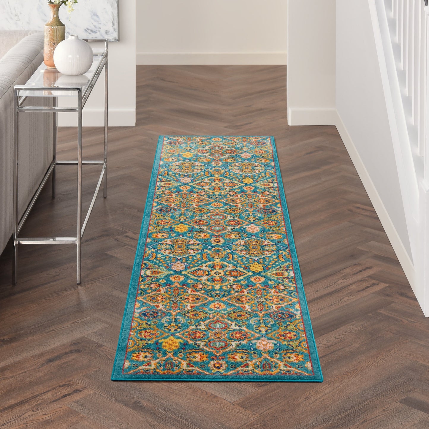 Nourison Allur Moderner Boho-Teppich mit Blumenmedaillon