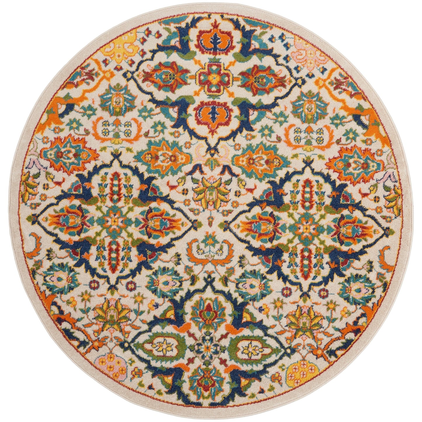 Nourison Allur Moderner Boho-Teppich mit Blumenmedaillon