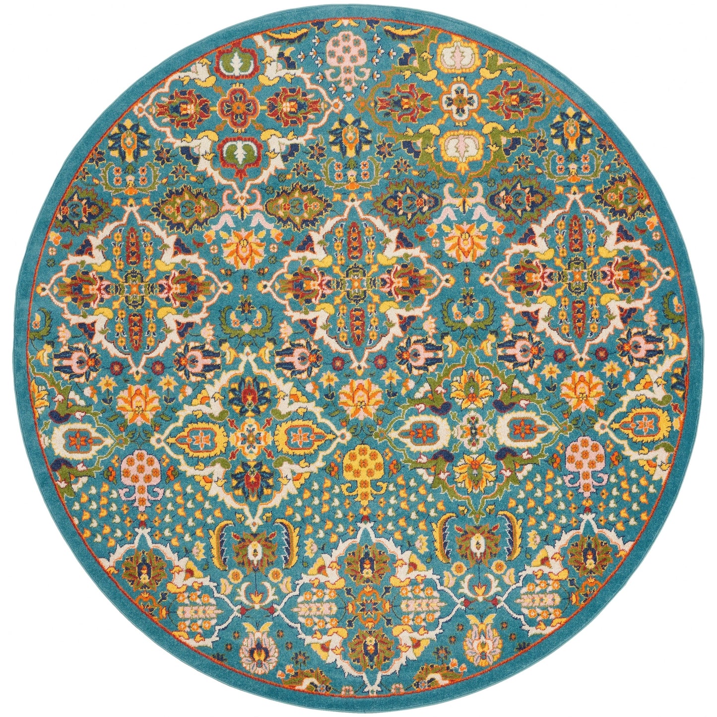 Nourison Allur Moderner Boho-Teppich mit Blumenmedaillon
