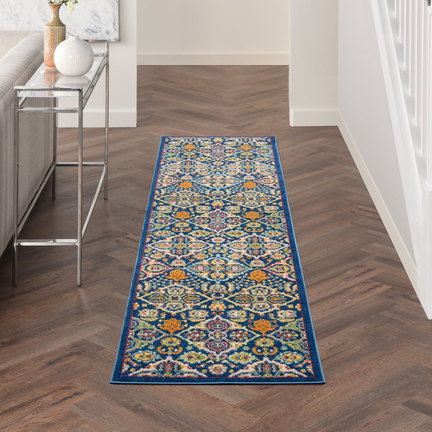 Nourison Allur Moderner Boho-Teppich mit Blumenmedaillon