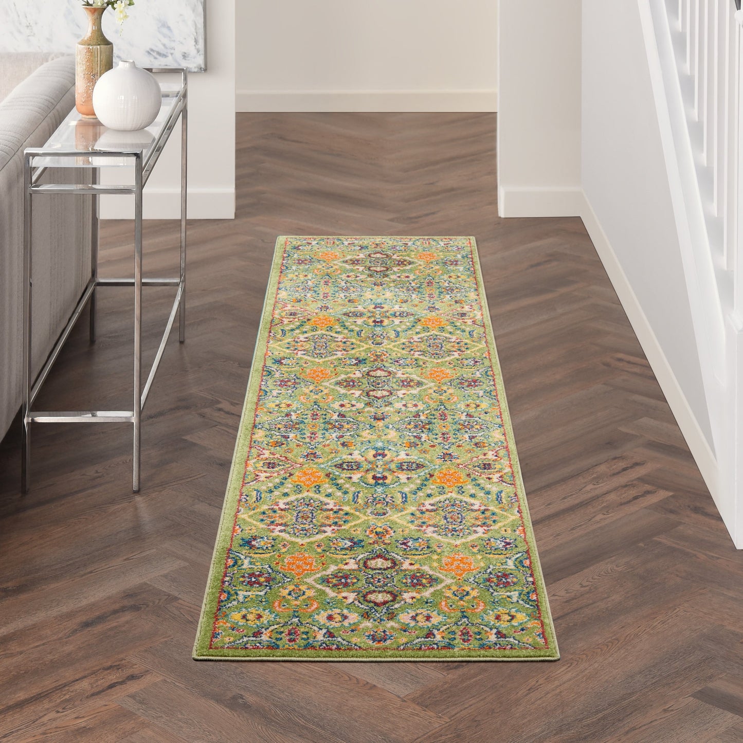 Nourison Allur Moderner Boho-Teppich mit Blumenmedaillon