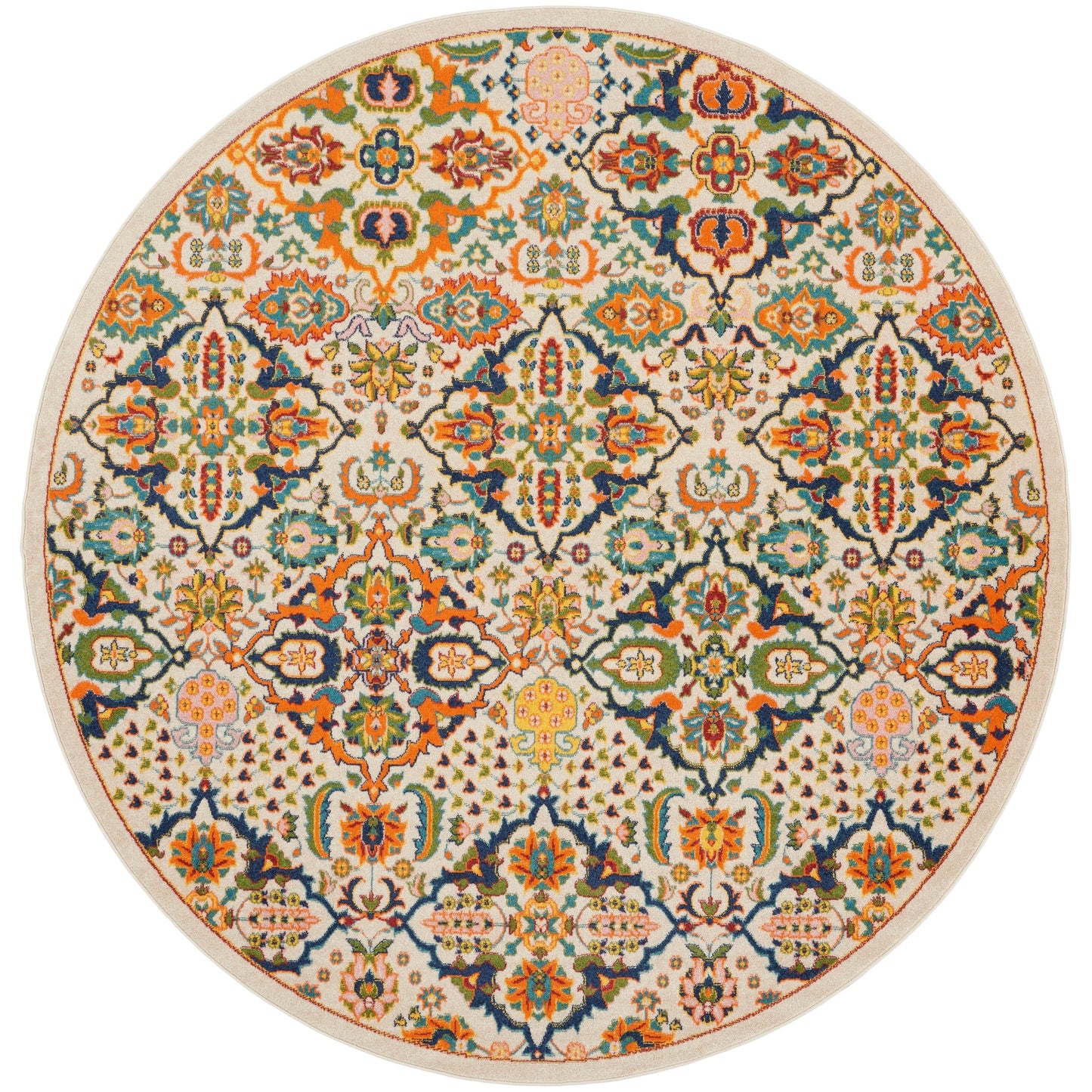 Nourison Allur Moderner Boho-Teppich mit Blumenmedaillon
