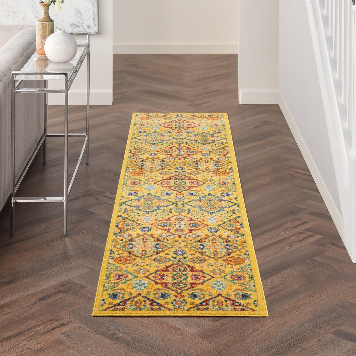 Nourison Allur Moderner Boho-Teppich mit Blumenmedaillon