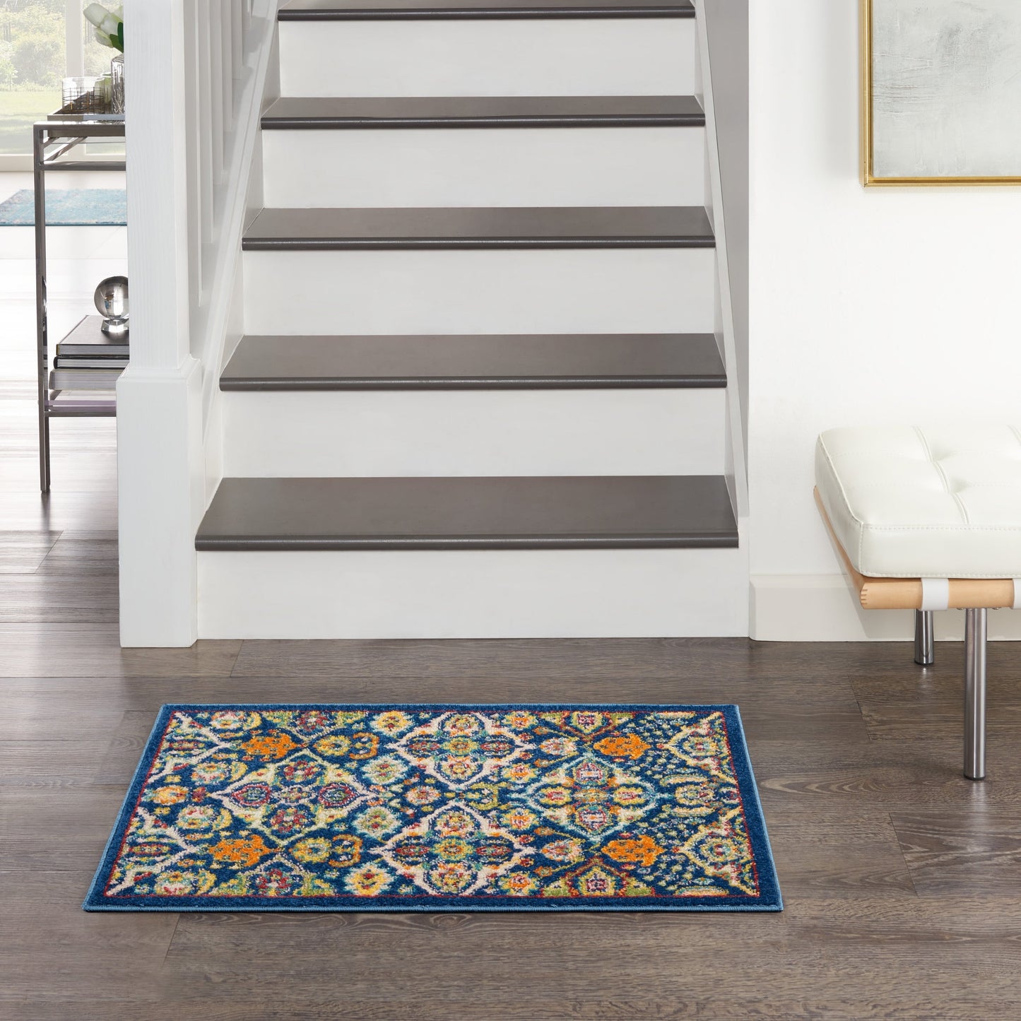 Nourison Allur Moderner Boho-Teppich mit Blumenmedaillon