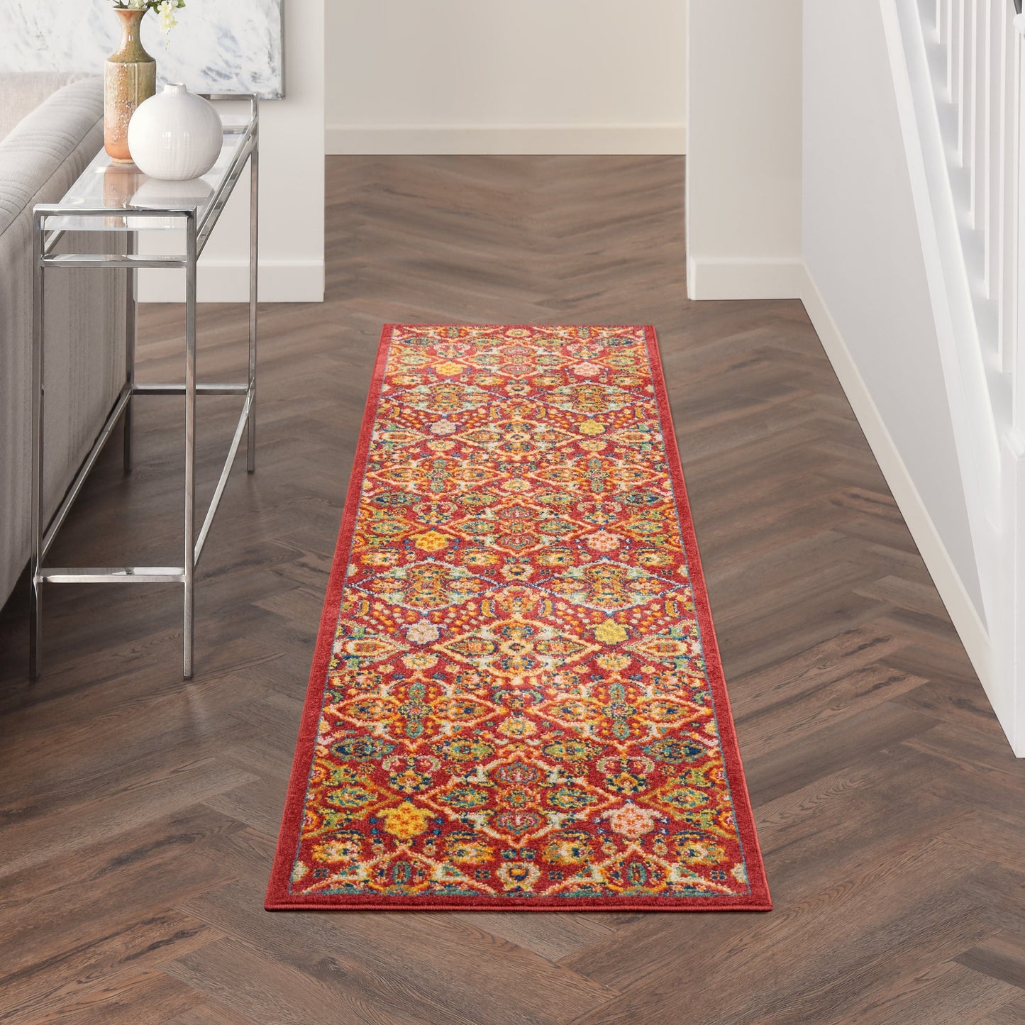 Nourison Allur Moderner Boho-Teppich mit Blumenmedaillon