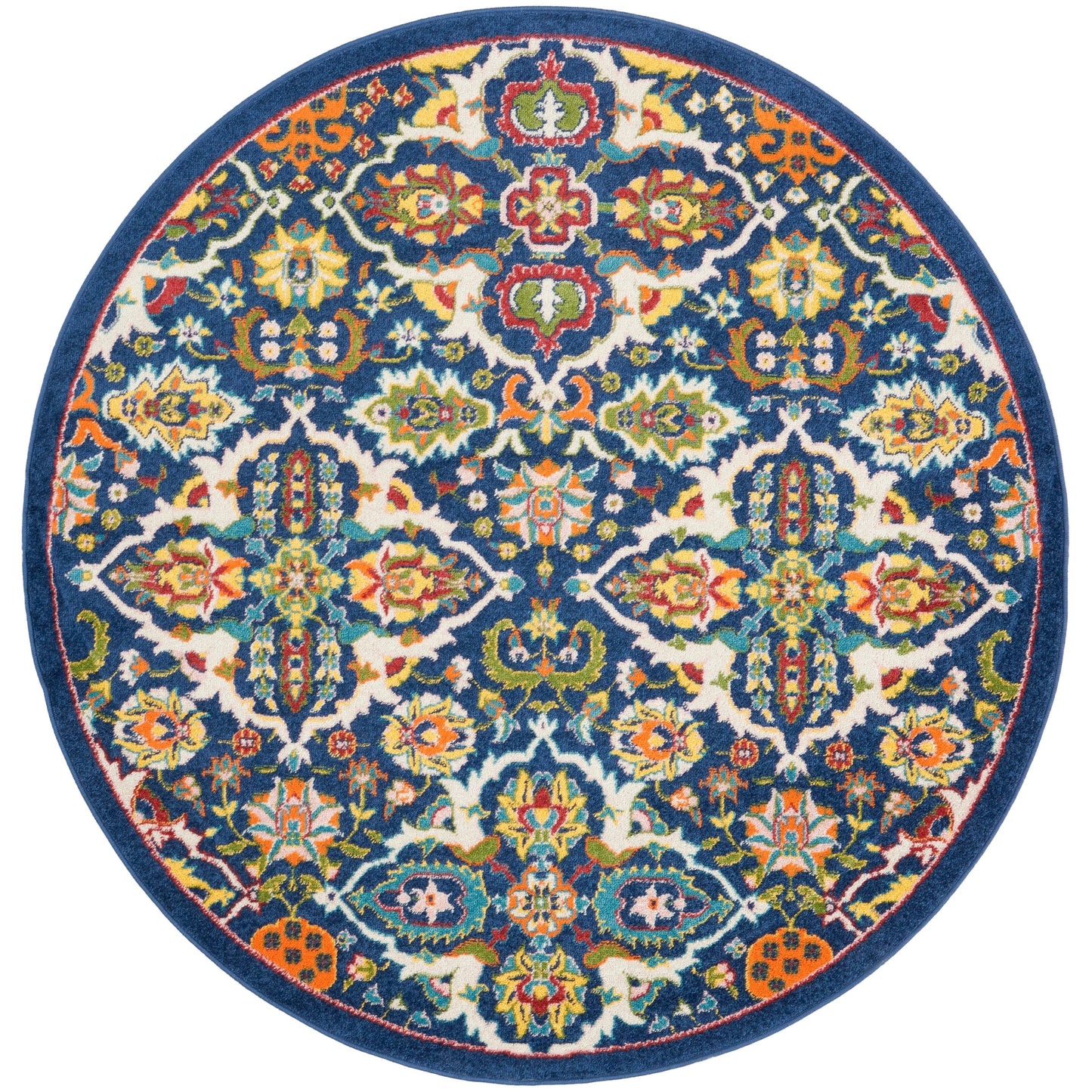 Nourison Allur Moderner Boho-Teppich mit Blumenmedaillon
