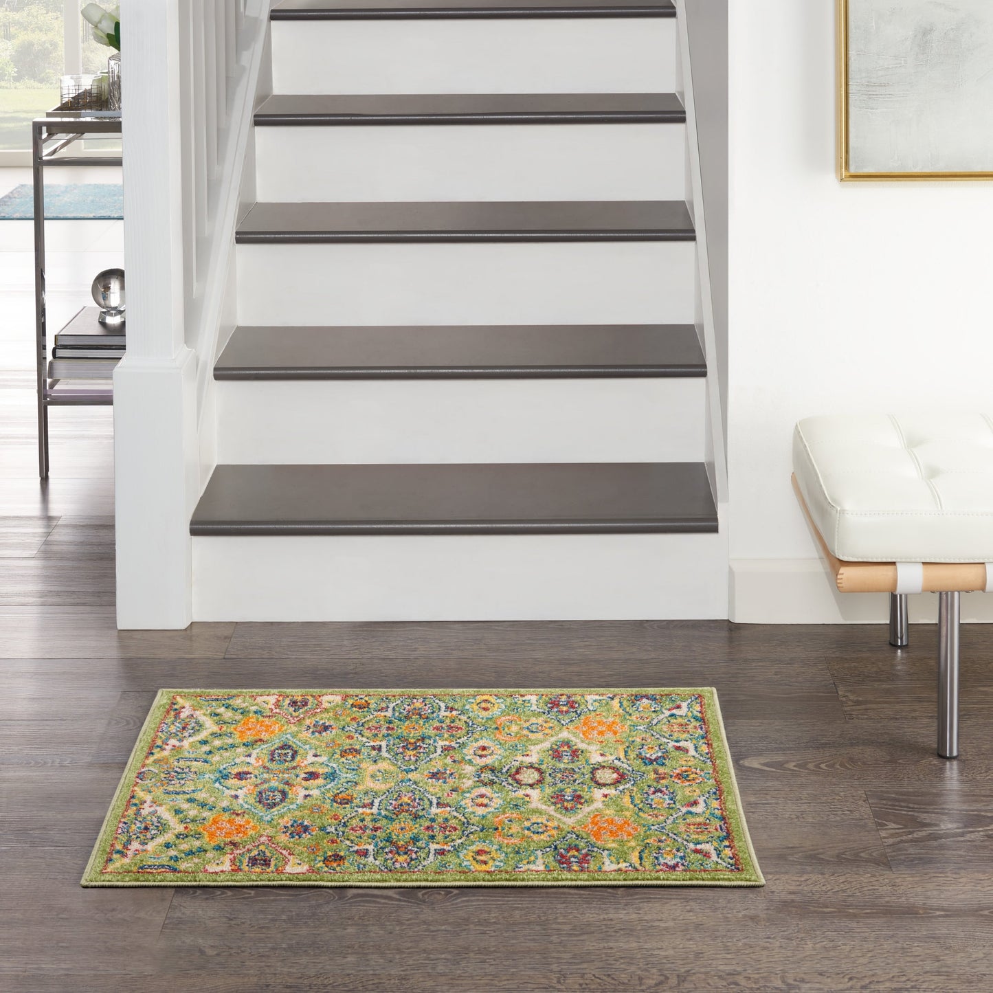 Nourison Allur Moderner Boho-Teppich mit Blumenmedaillon