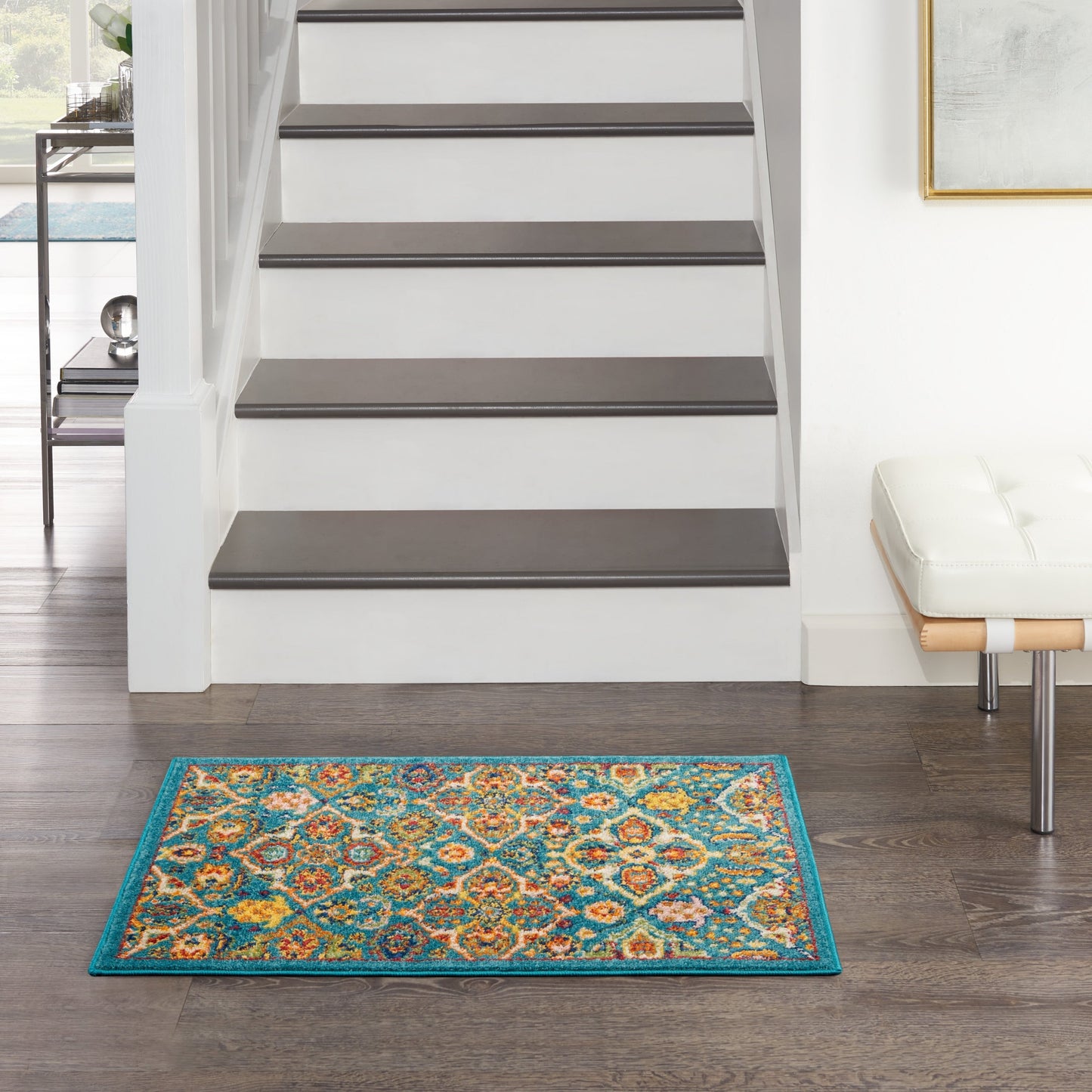 Nourison Allur Moderner Boho-Teppich mit Blumenmedaillon