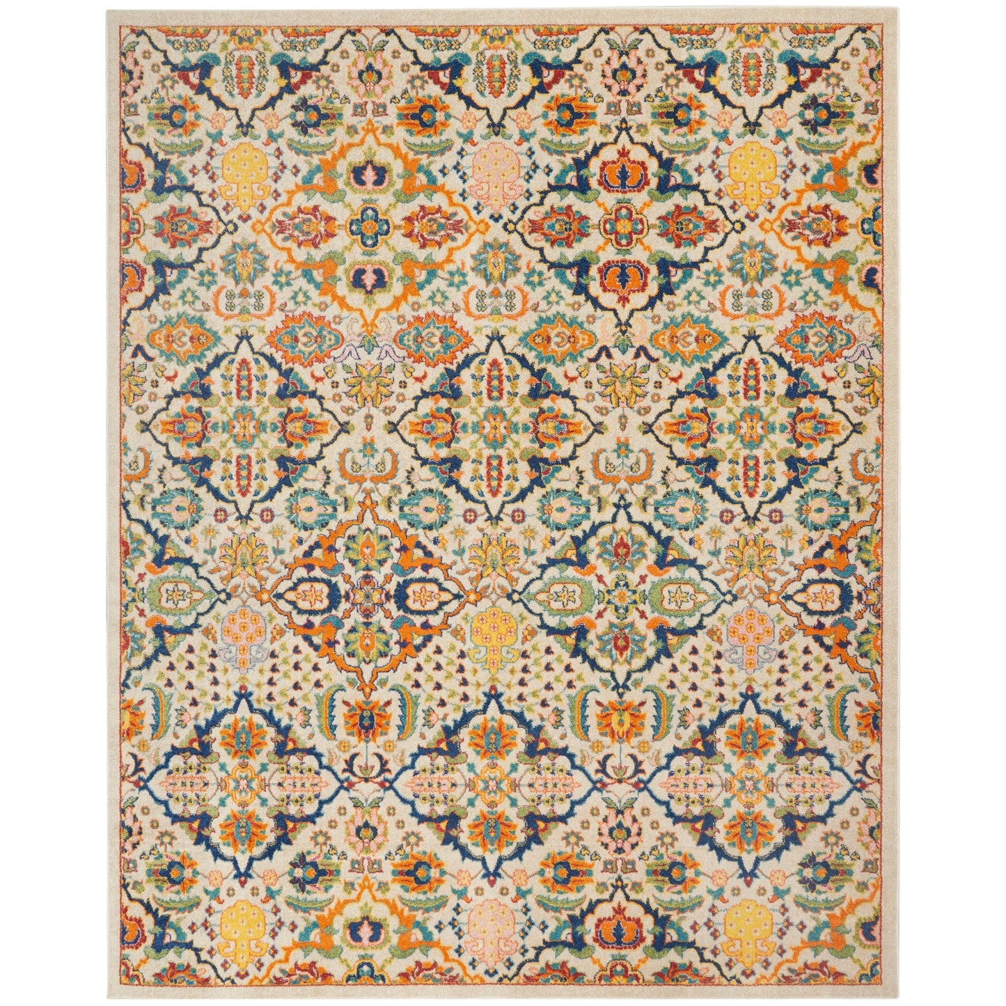 Nourison Allur Moderner Boho-Teppich mit Blumenmedaillon
