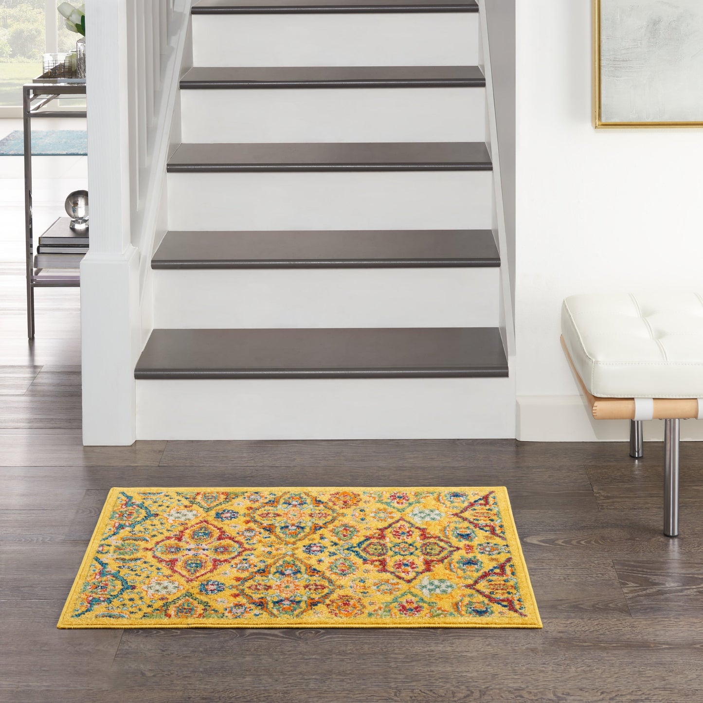 Nourison Allur Moderner Boho-Teppich mit Blumenmedaillon