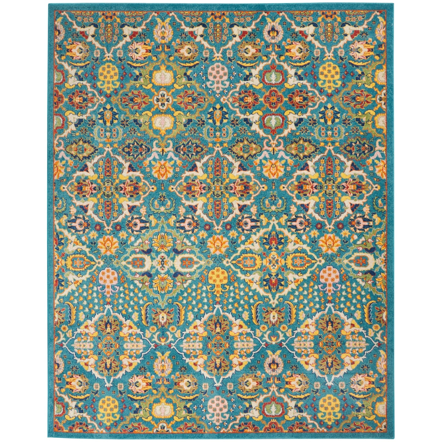 Nourison Allur Moderner Boho-Teppich mit Blumenmedaillon