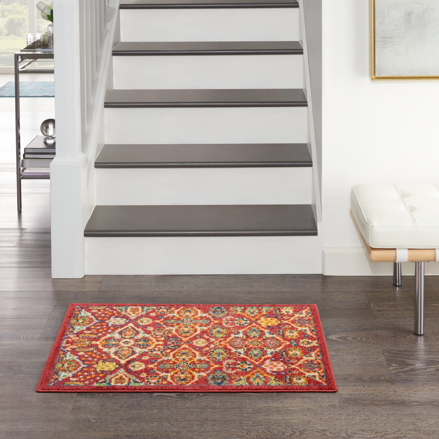 Nourison Allur Moderner Boho-Teppich mit Blumenmedaillon