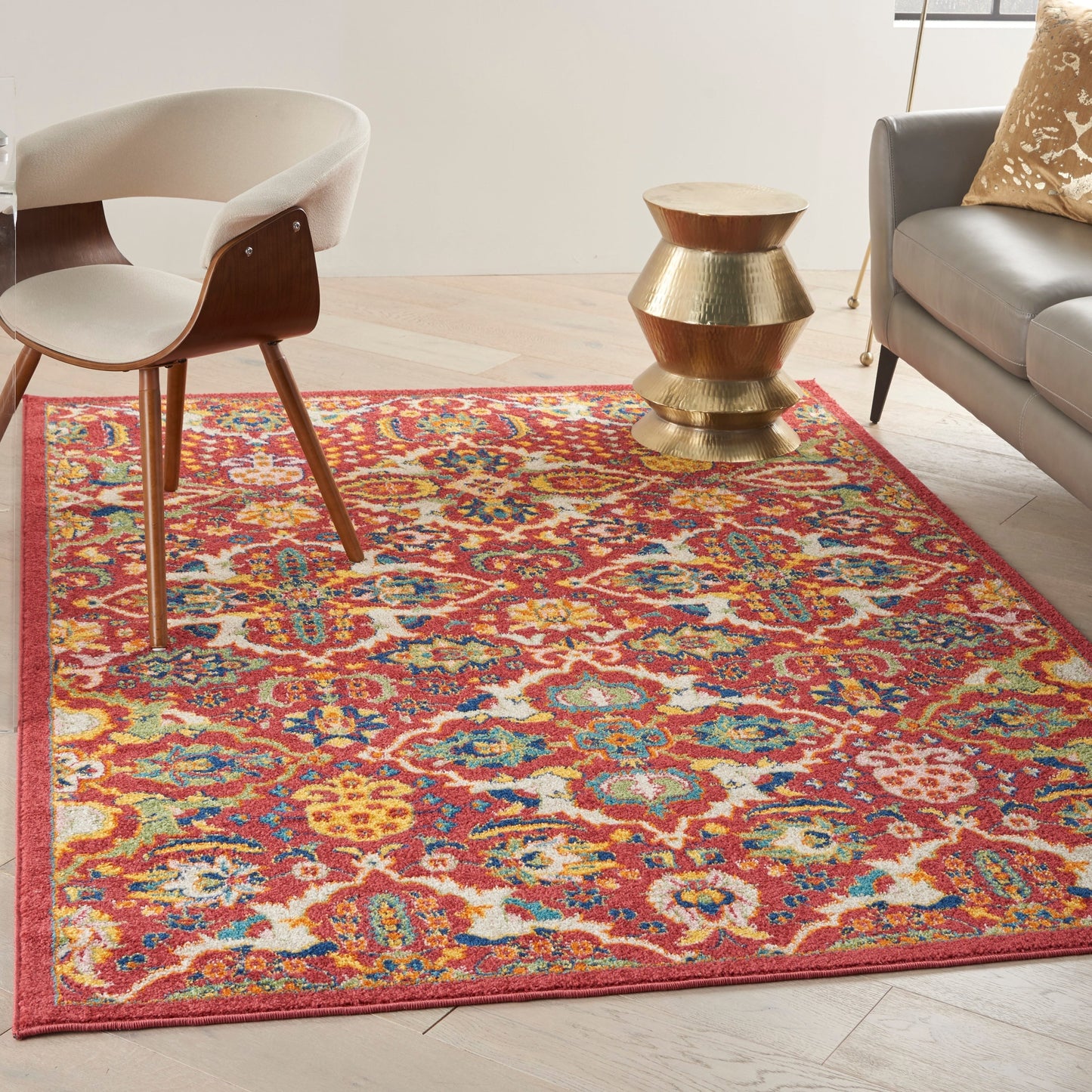Nourison Allur Moderner Boho-Teppich mit Blumenmedaillon