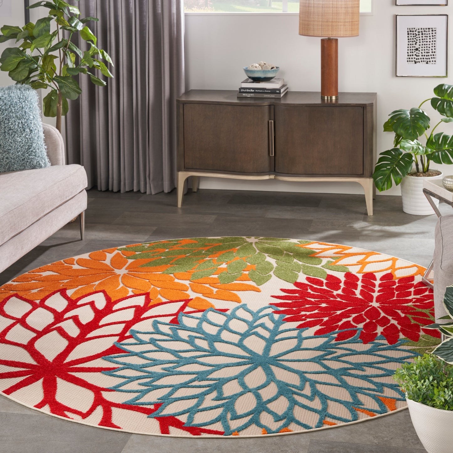 Nourison Aloha Floral Moderner Teppich für drinnen und draußen