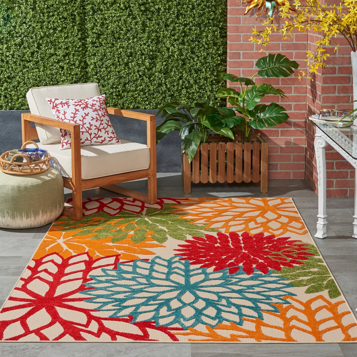 Nourison Aloha Floral Moderner Teppich für drinnen und draußen