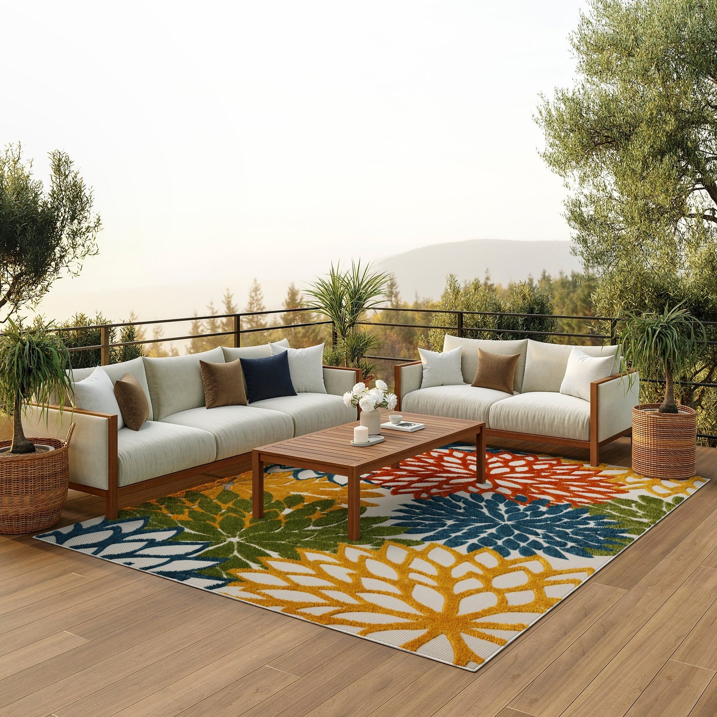 Nourison Aloha Floral Moderner Teppich für drinnen und draußen