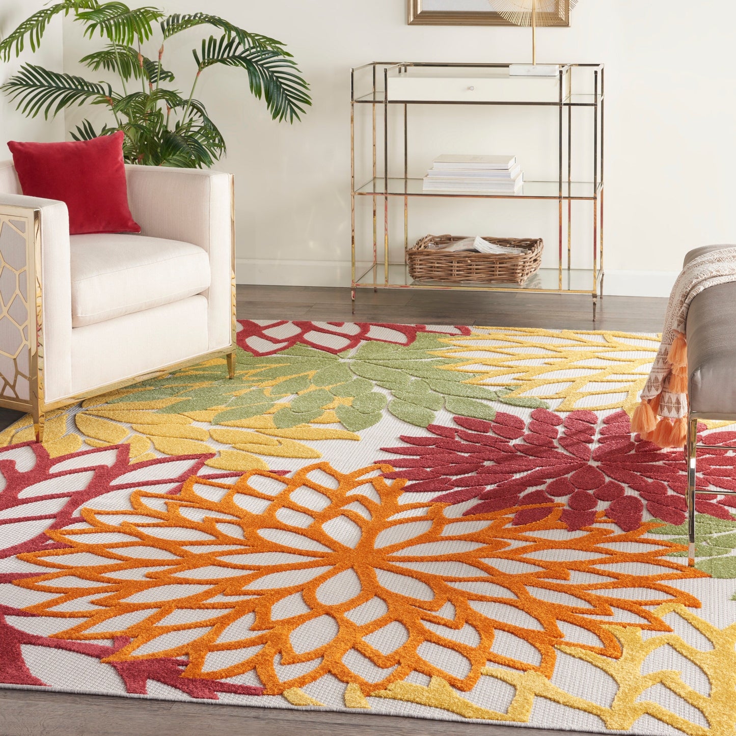 Nourison Aloha Floral Moderner Teppich für drinnen und draußen