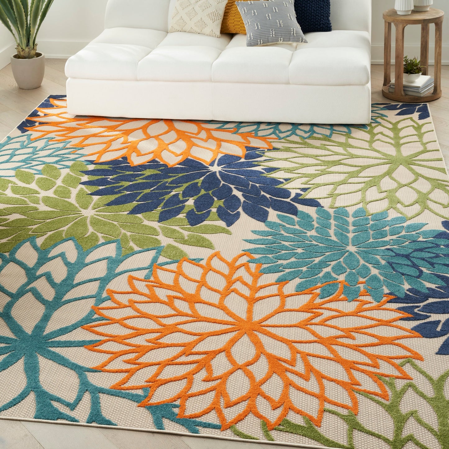 Nourison Aloha Floral Moderner Teppich für drinnen und draußen