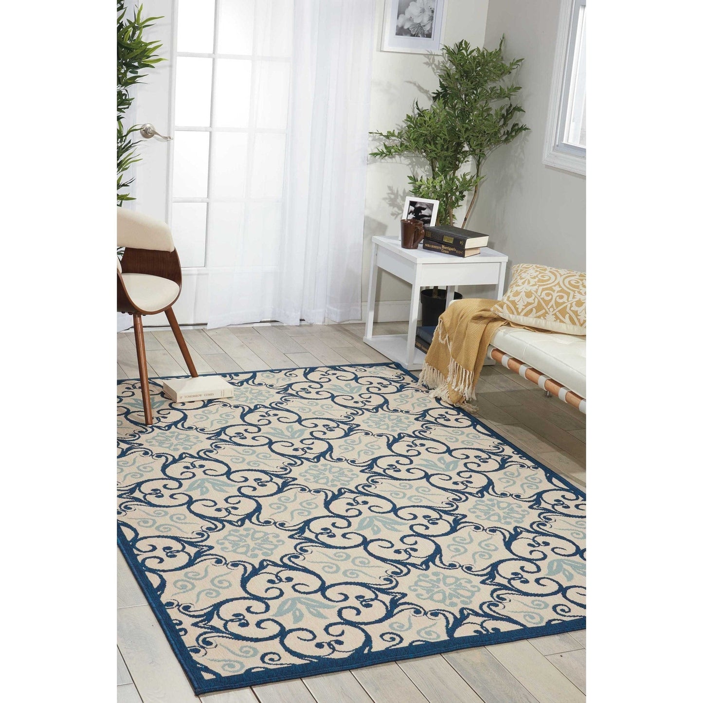 Nourison – Teppich für drinnen und draußen, karibisches Blumenmuster, geometrisches Muster