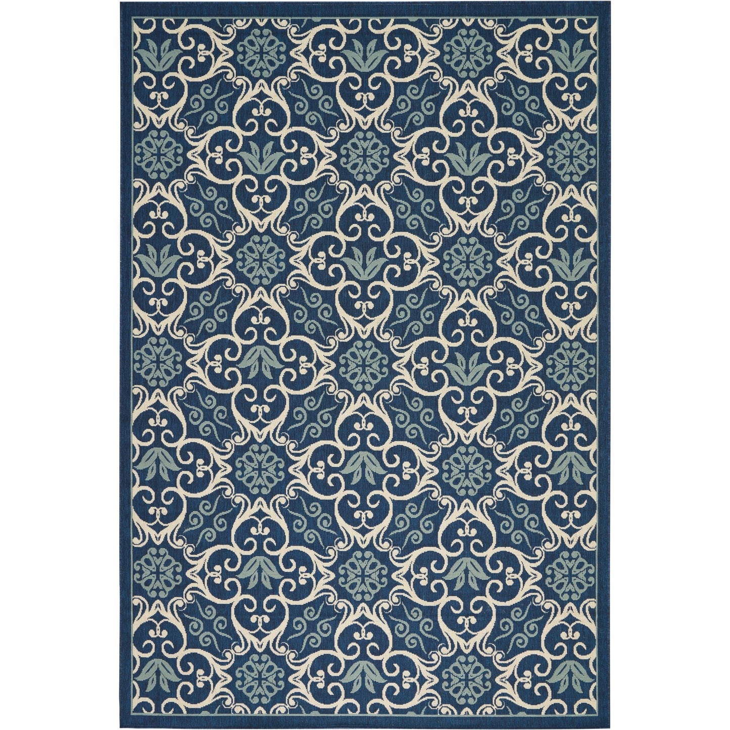 Nourison – Teppich für drinnen und draußen, karibisches Blumenmuster, geometrisches Muster