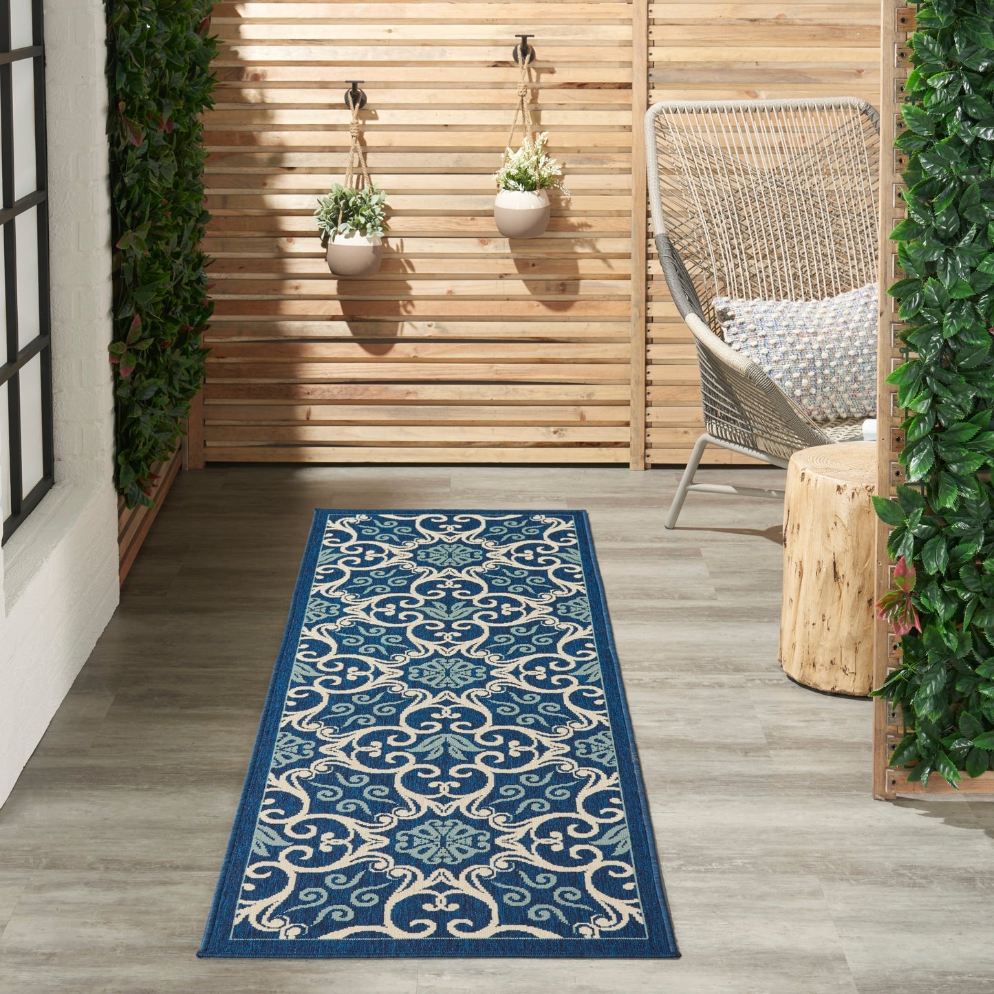 Nourison – Teppich für drinnen und draußen, karibisches Blumenmuster, geometrisches Muster
