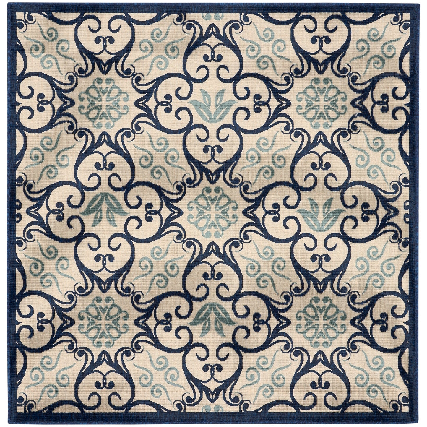 Nourison – Teppich für drinnen und draußen, karibisches Blumenmuster, geometrisches Muster