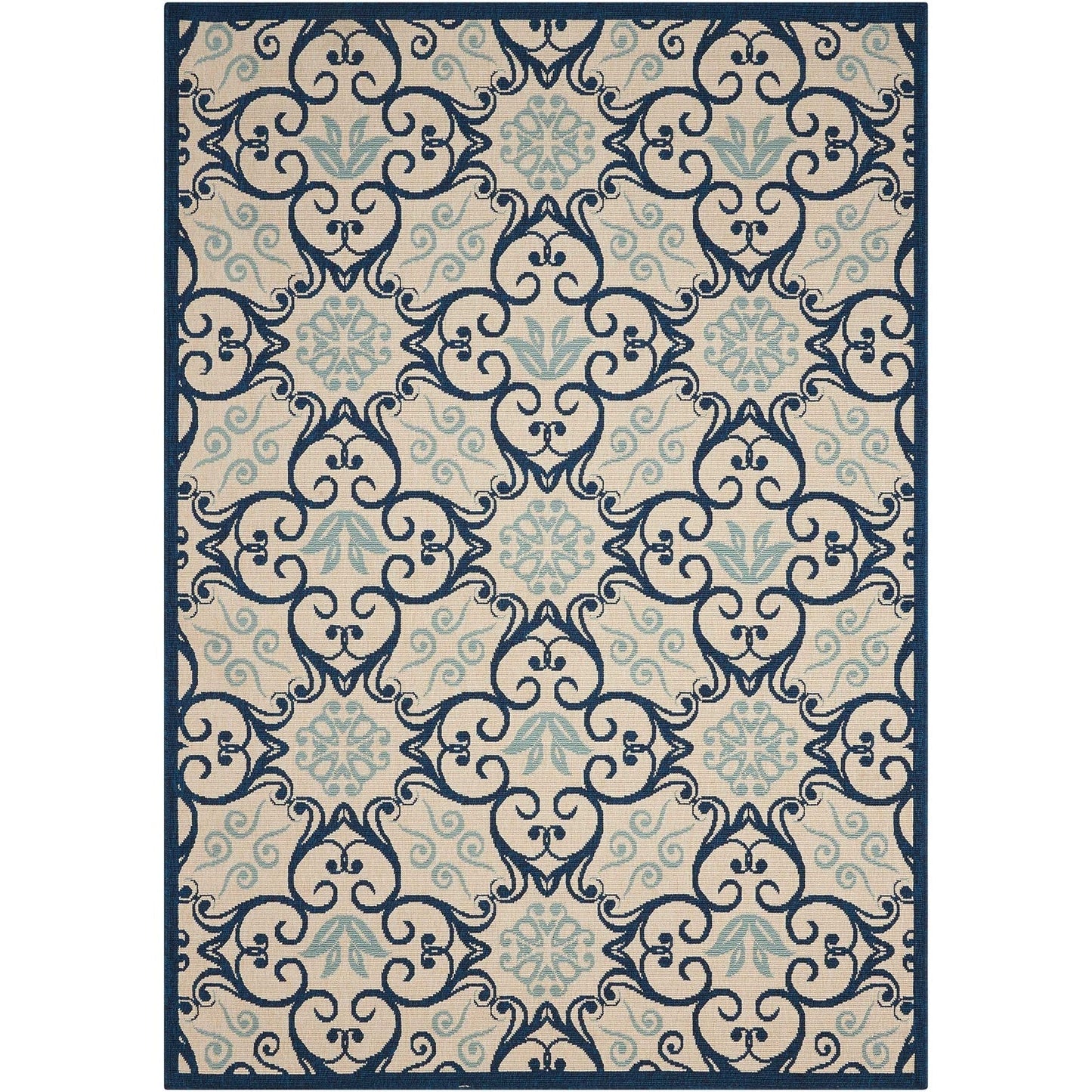 Nourison – Teppich für drinnen und draußen, karibisches Blumenmuster, geometrisches Muster