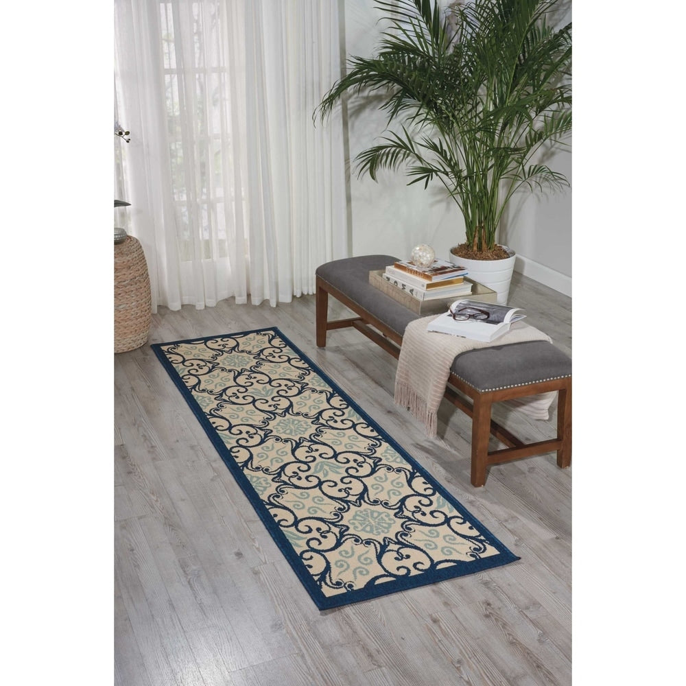 Nourison – Teppich für drinnen und draußen, karibisches Blumenmuster, geometrisches Muster