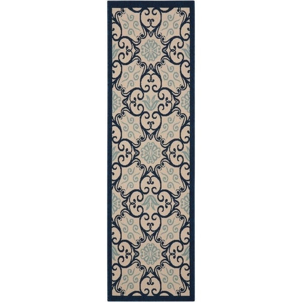 Nourison – Teppich für drinnen und draußen, karibisches Blumenmuster, geometrisches Muster