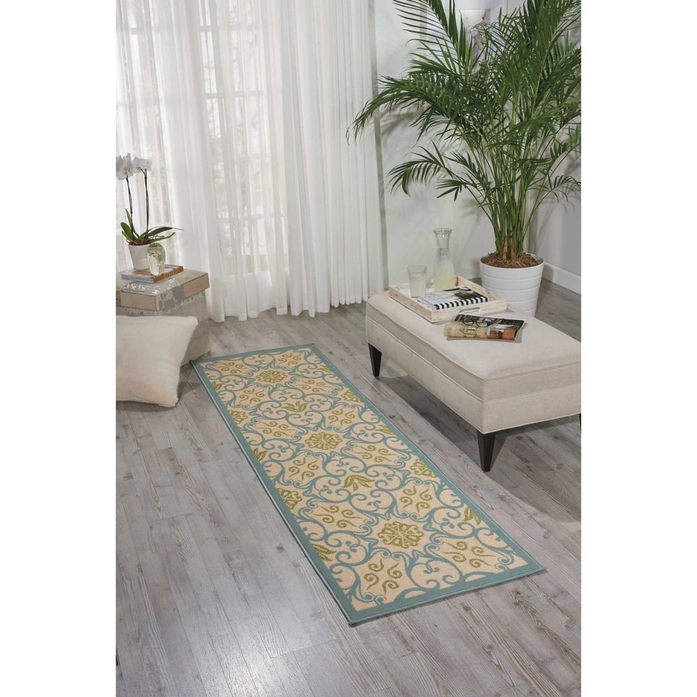 Nourison – Teppich für drinnen und draußen, karibisches Blumenmuster, geometrisches Muster