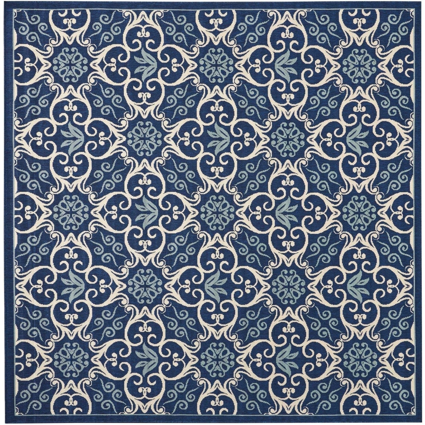 Nourison – Teppich für drinnen und draußen, karibisches Blumenmuster, geometrisches Muster