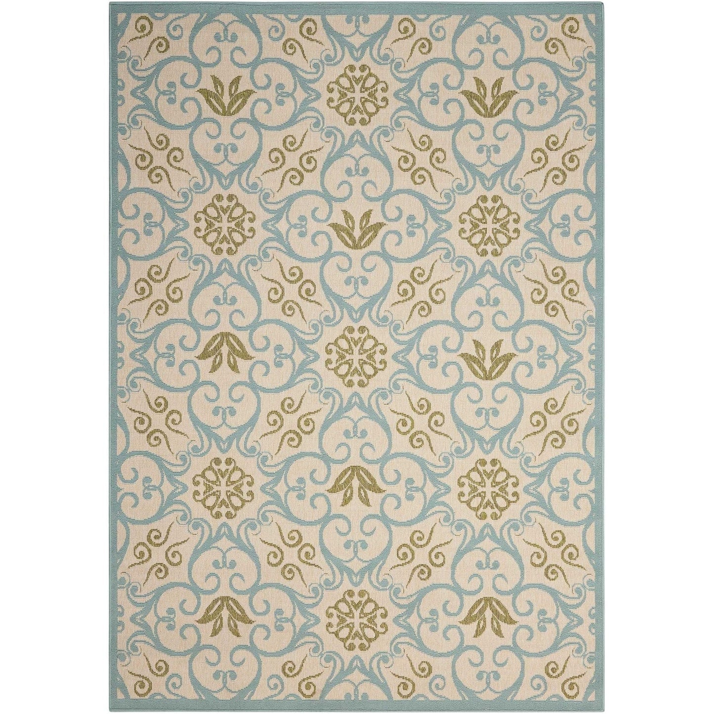 Nourison – Teppich für drinnen und draußen, karibisches Blumenmuster, geometrisches Muster