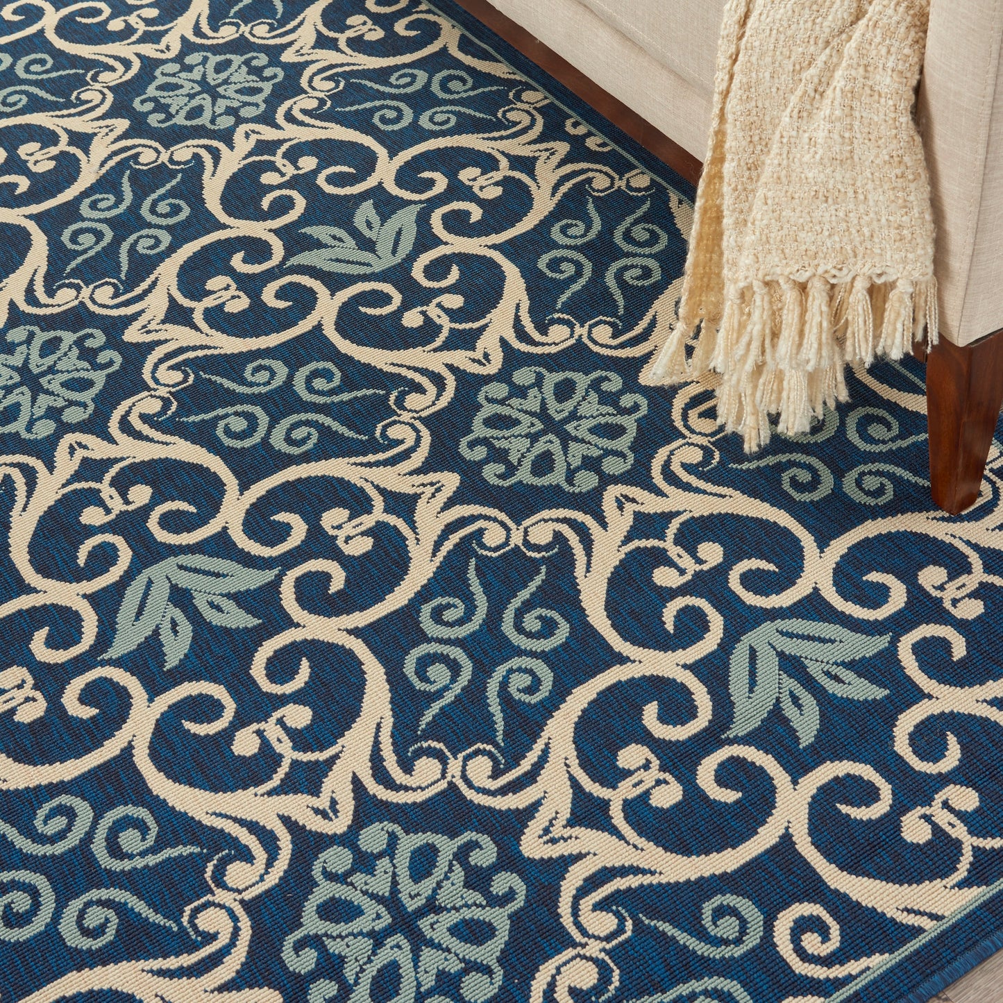 Nourison – Teppich für drinnen und draußen, karibisches Blumenmuster, geometrisches Muster
