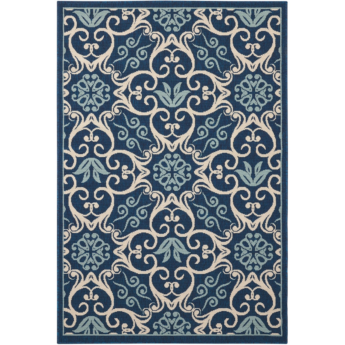 Nourison – Teppich für drinnen und draußen, karibisches Blumenmuster, geometrisches Muster