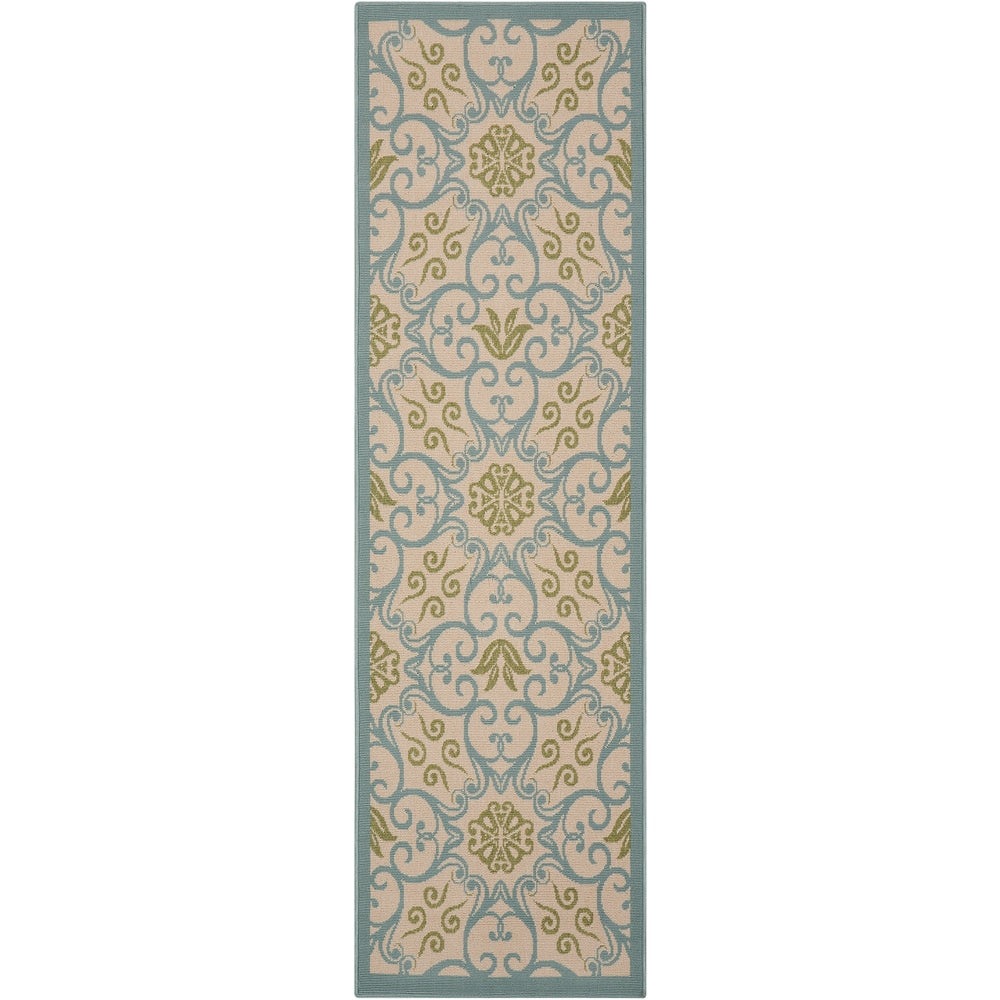 Nourison – Teppich für drinnen und draußen, karibisches Blumenmuster, geometrisches Muster