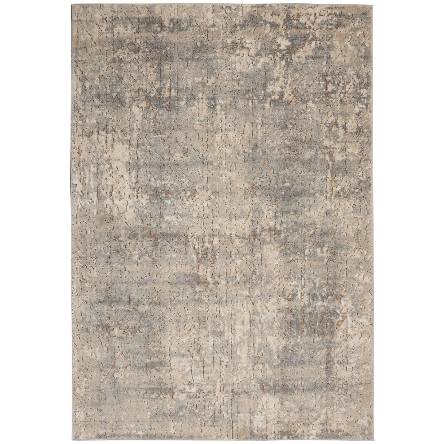 Nourison Concerto Distressed Abstract Beige Grau Area Teppich