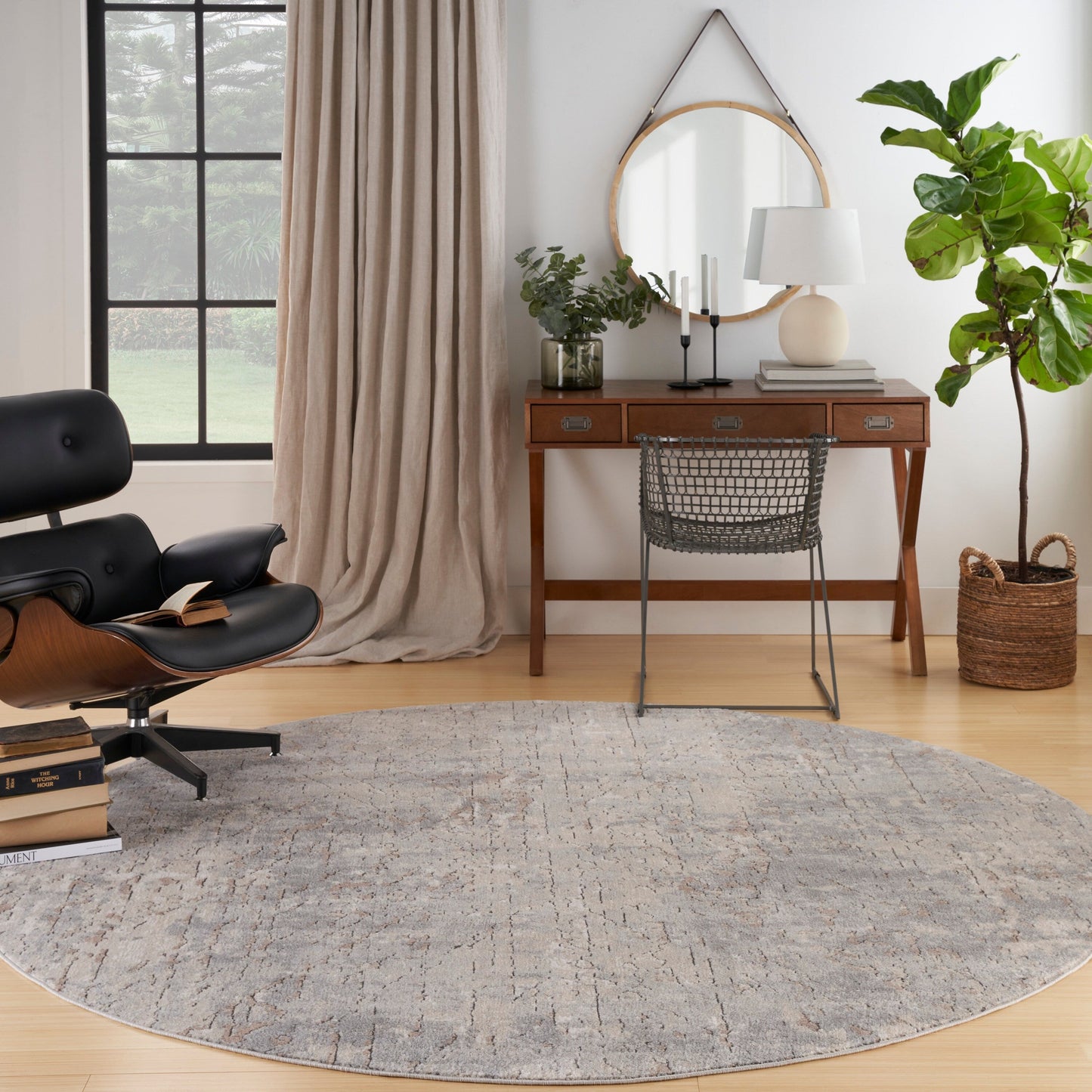 Nourison Concerto Distressed Abstract Beige Grau Area Teppich