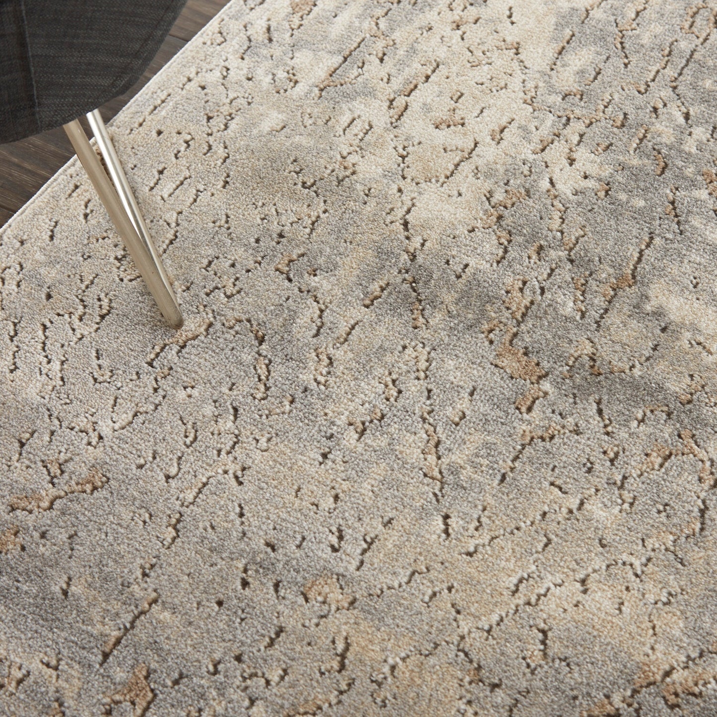 Nourison Concerto Distressed Abstract Beige Grau Area Teppich