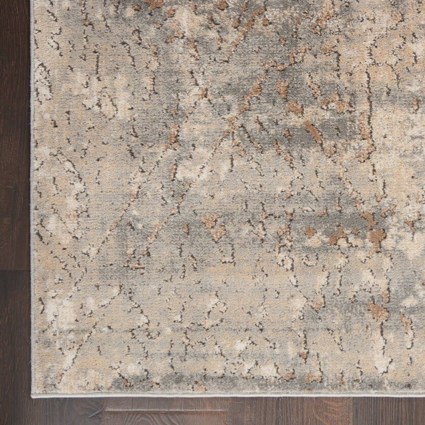 Nourison Concerto Distressed Abstract Beige Grau Area Teppich