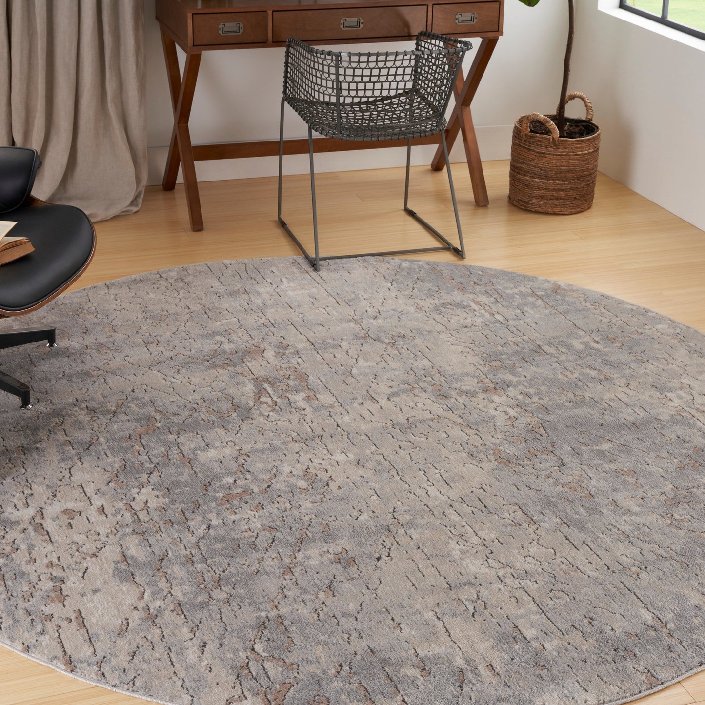 Nourison Concerto Distressed Abstract Beige Grau Area Teppich