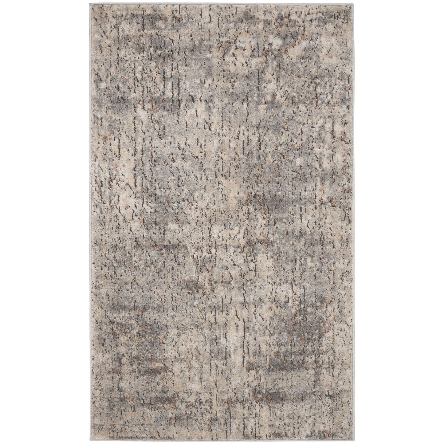 Nourison Concerto Distressed Abstract Beige Grau Area Teppich