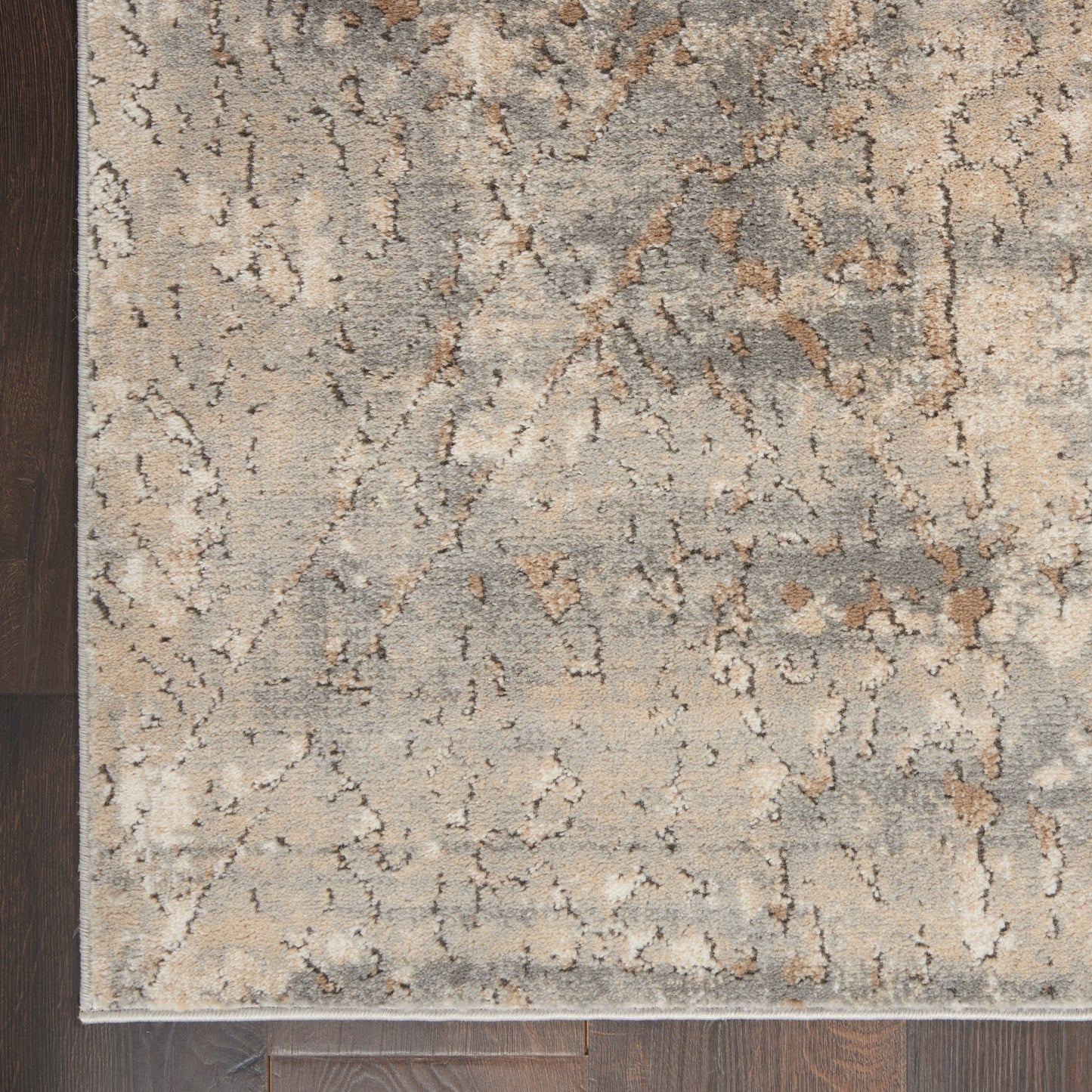 Nourison Concerto Distressed Abstract Beige Grau Area Teppich