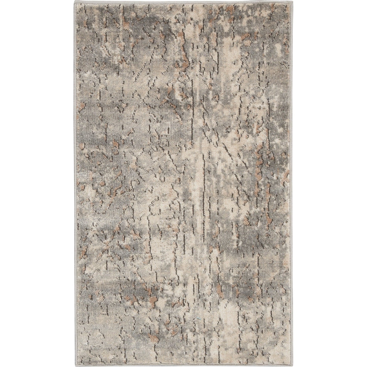 Nourison Concerto Distressed Abstract Beige Grau Area Teppich