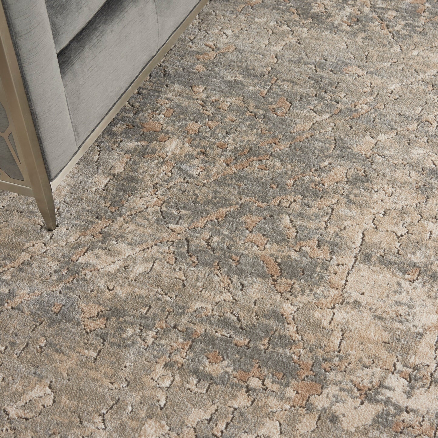 Nourison Concerto Distressed Abstract Beige Grau Area Teppich