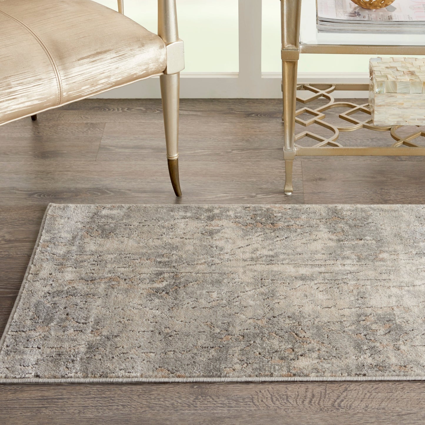 Nourison Concerto Distressed Abstract Beige Grau Area Teppich